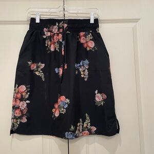Albion Black Mini Skirt with Floral Design